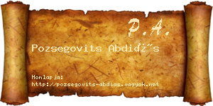 Pozsegovits Abdiás névjegykártya